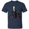 Image of Wolf Howling at the Moon on a Bicycle T-Shirt - Ironic Tee