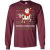 Image of Santa Riding Cow Merry Xmas Farming Gift Tshirt