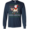 Image of Santa Riding Cow Merry Xmas Farming Gift Tshirt