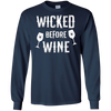 Image of Funny Halloween Wine Long Sleeve Shirt Wicked Before Wine