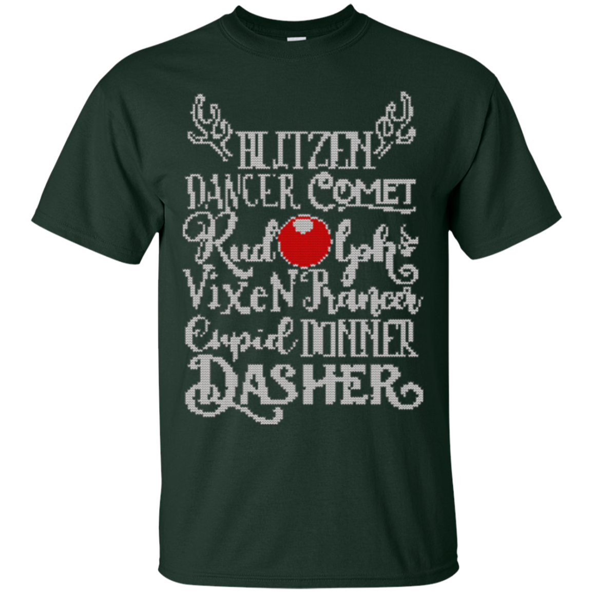 Santa's Reindeer Rudolph List Christmas Sweater Gift T-Shirt