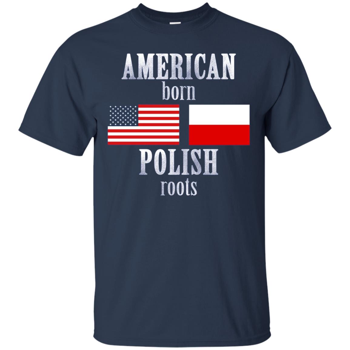 American Born Polish Roots LS T-Shirt Poland USA Flag