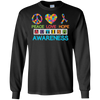Image of Autism Awareness Peace Love Hope Puzzle Ribbon T-shirt