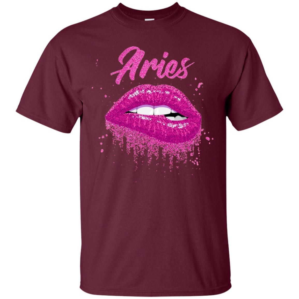 Aries Zodiac Birthday Pink Lips T-Shirt for Black Women