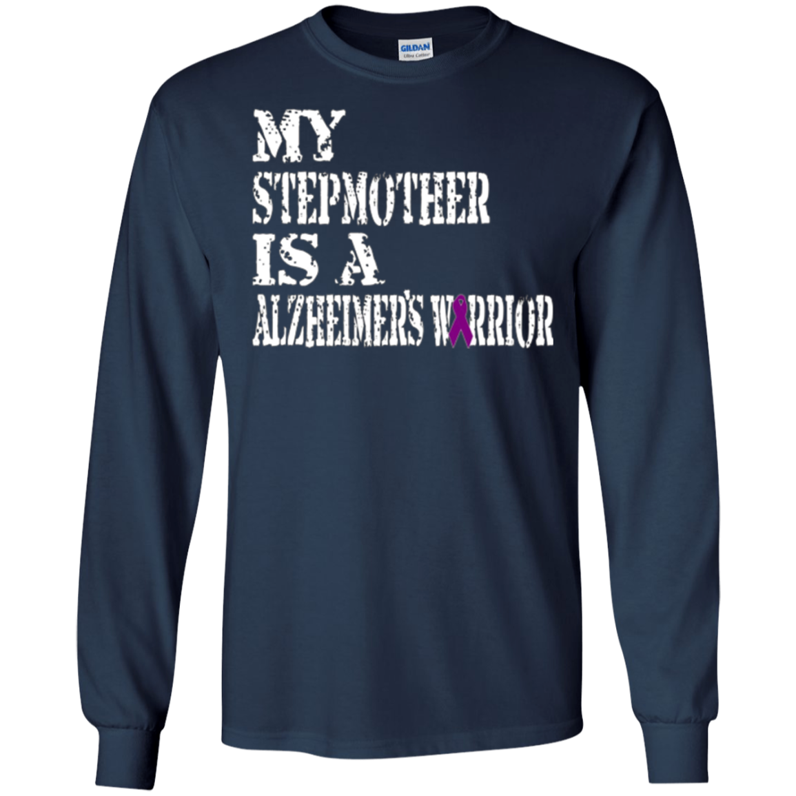 Alzheimer's Awareness T-Shirt For Stepmother Purple Ribbon
