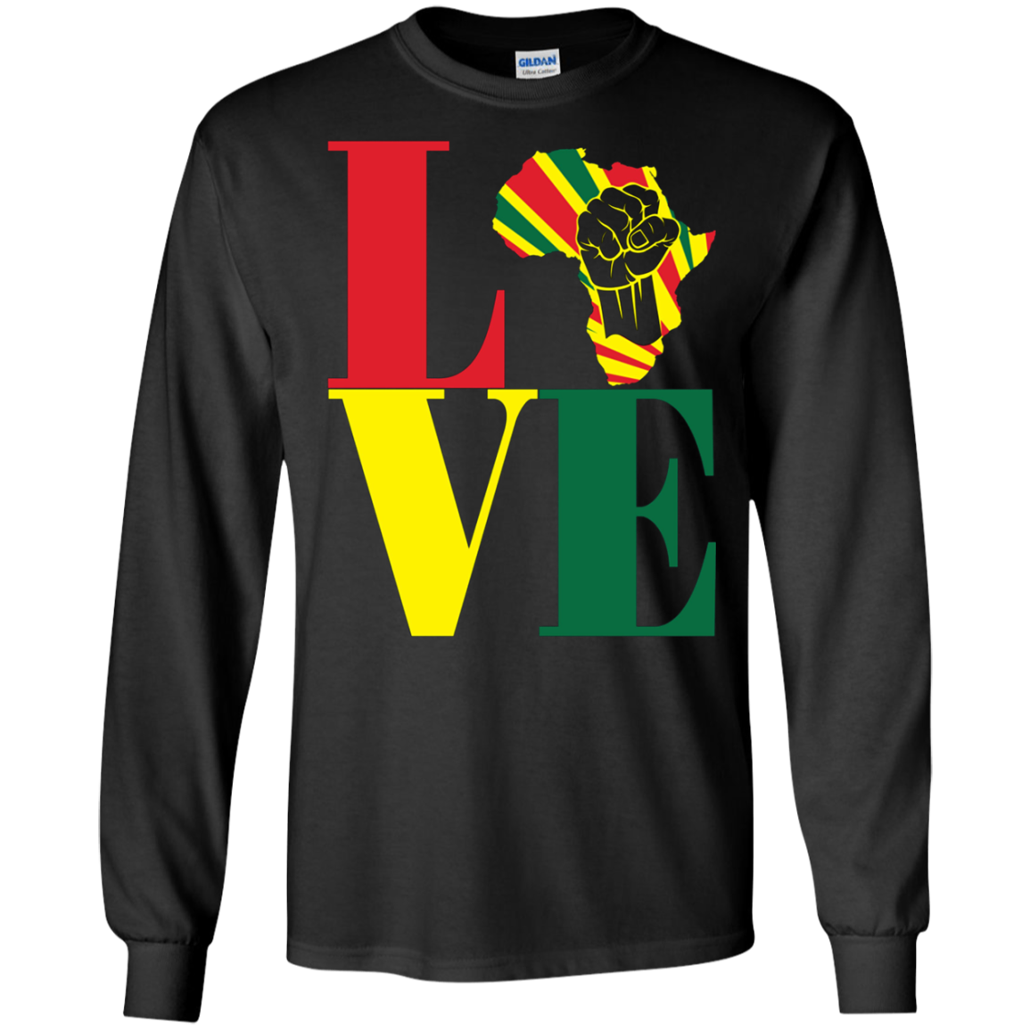 African black power map raised fist I love Africa t-shirt