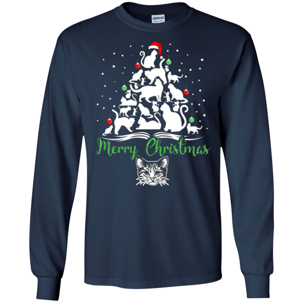 Christmas Tree Merry Christmas Cat Lover Gift T-shirt