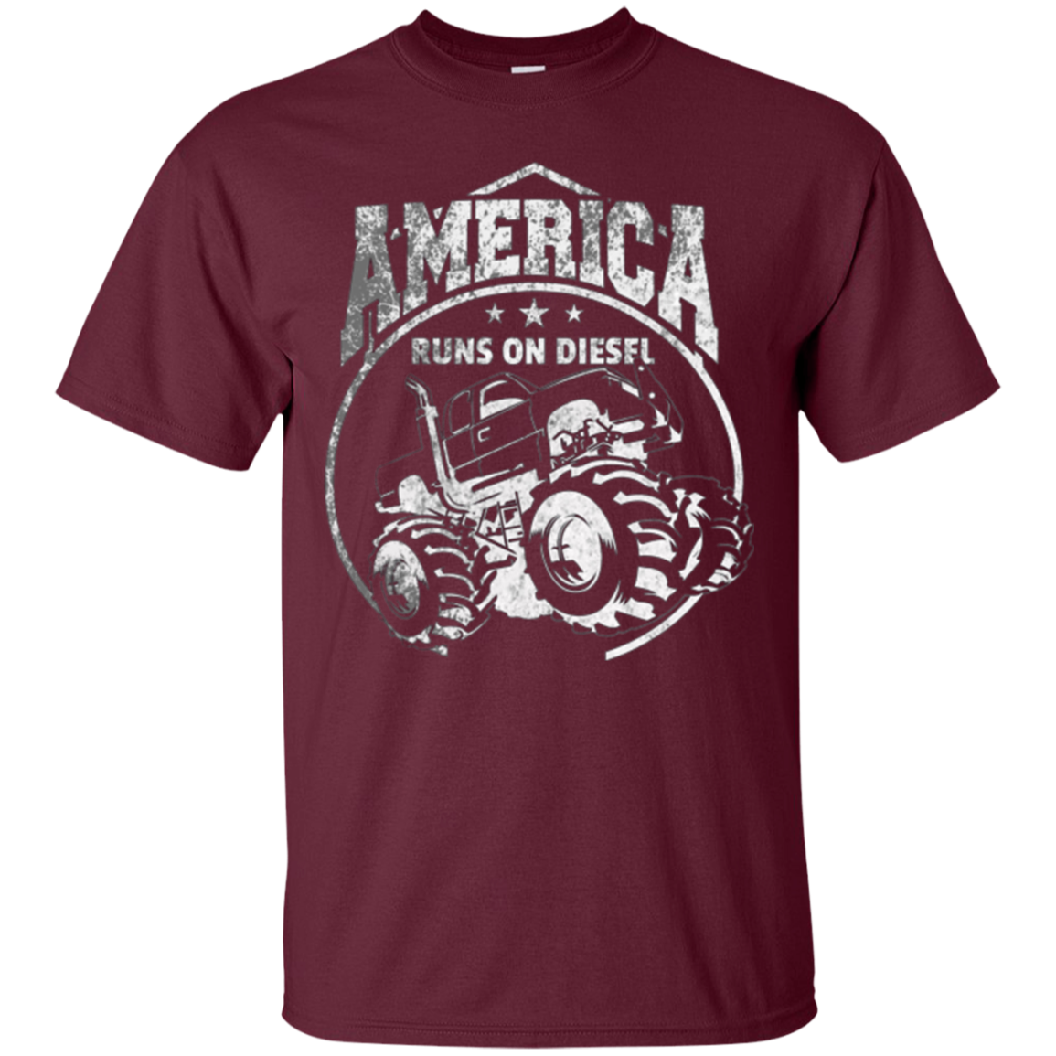 America Runs On Diesel Gear White Monster SUV Truck T-Shirt