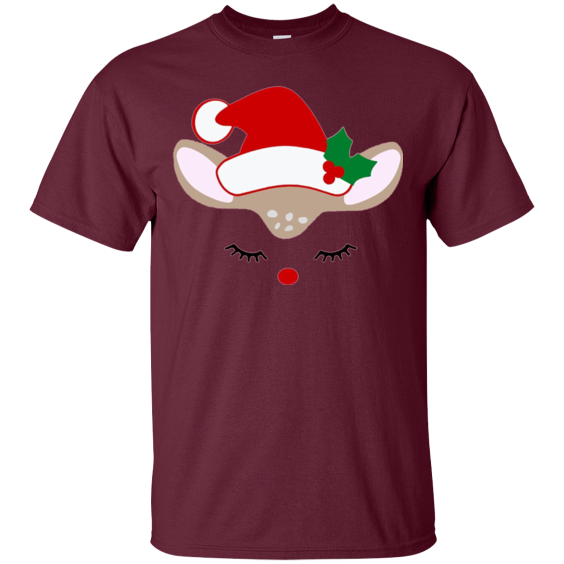 Santa Reindeer Face. Christmas Costume Holiday T-Shirt