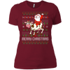 Image of Santa Riding Cow Merry Xmas Farming Gift Tshirt