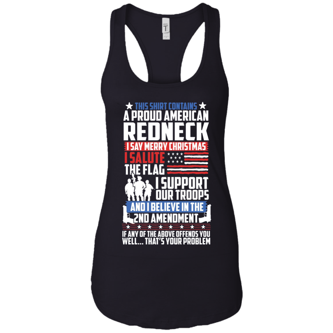 A Proud American Redneck Support Guns Troops Flag T Shirt