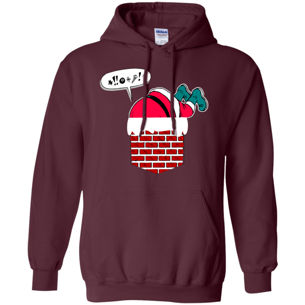 Santa Stuck In Chimney T Shirt Funny Christmas Pocket Gift