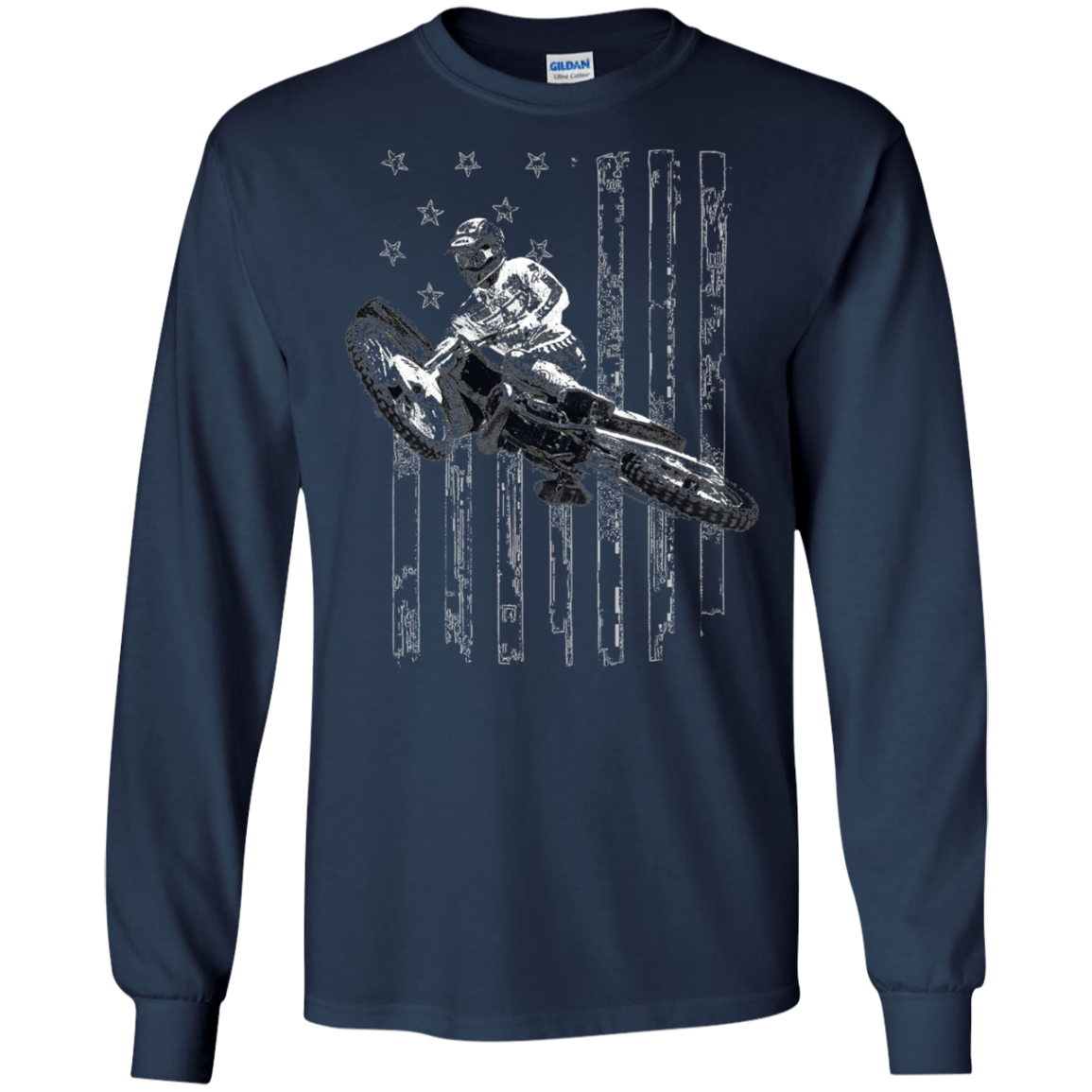 American Flag Motocross Dirt Bike Graphic T-shirt