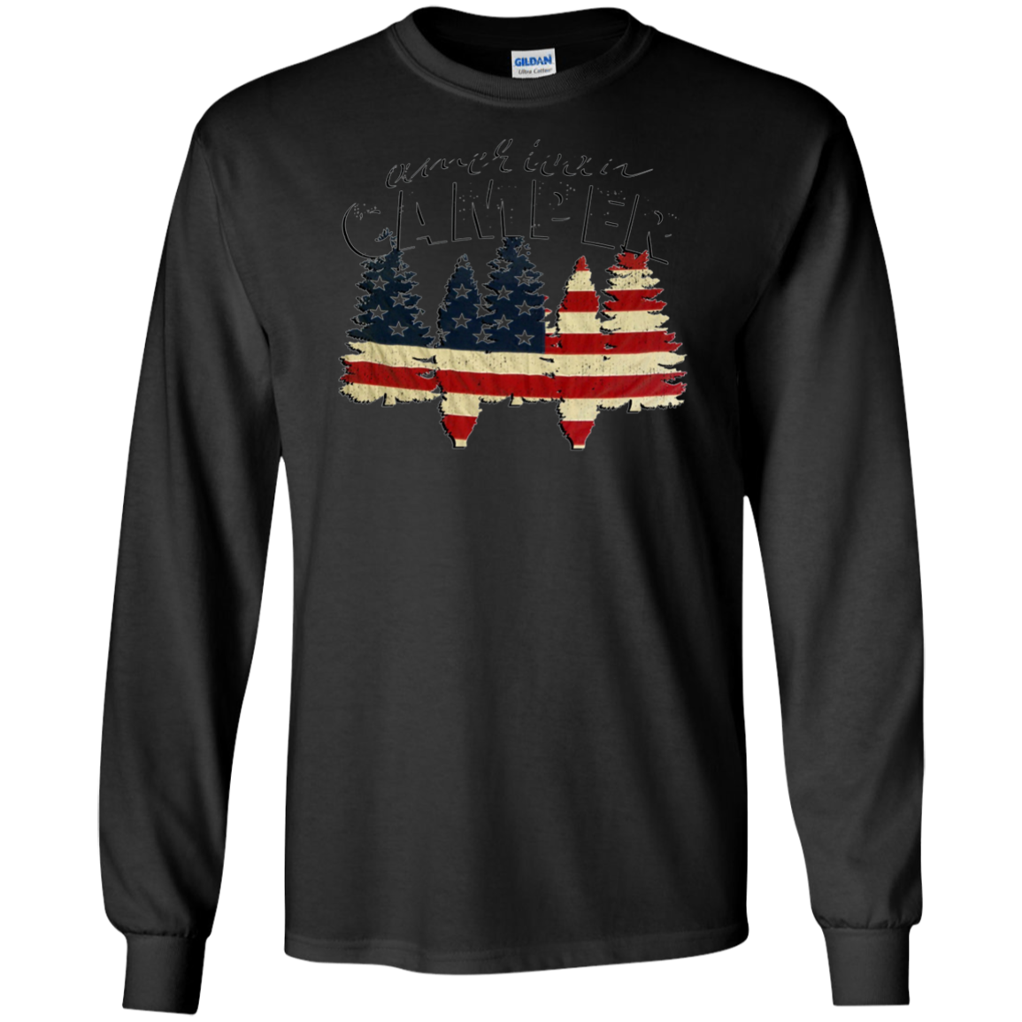 American Camper U.S. Flag Patriotic Camping T Shirt