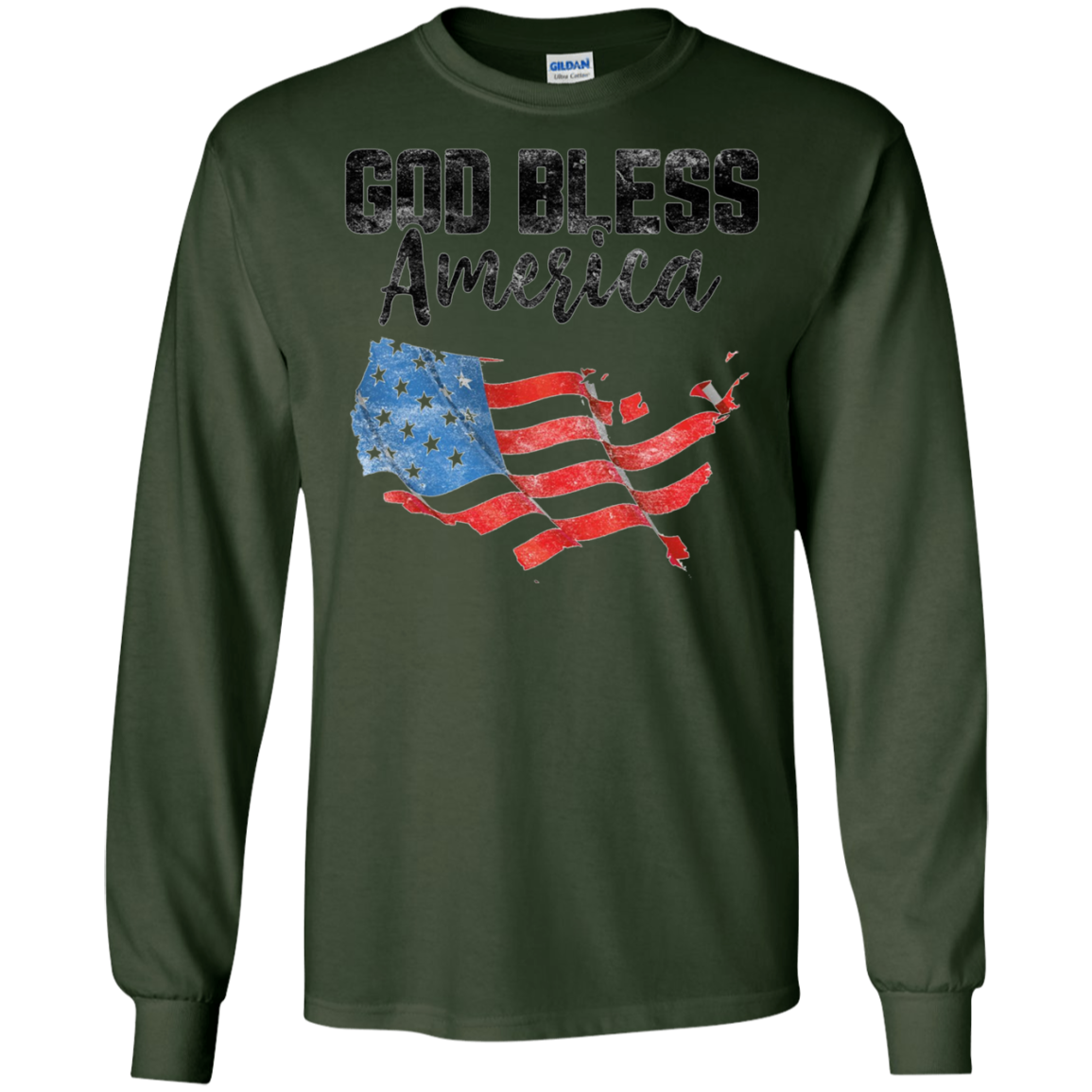 American Flag T-Shirt God Bless America 4th of July Tee Unis