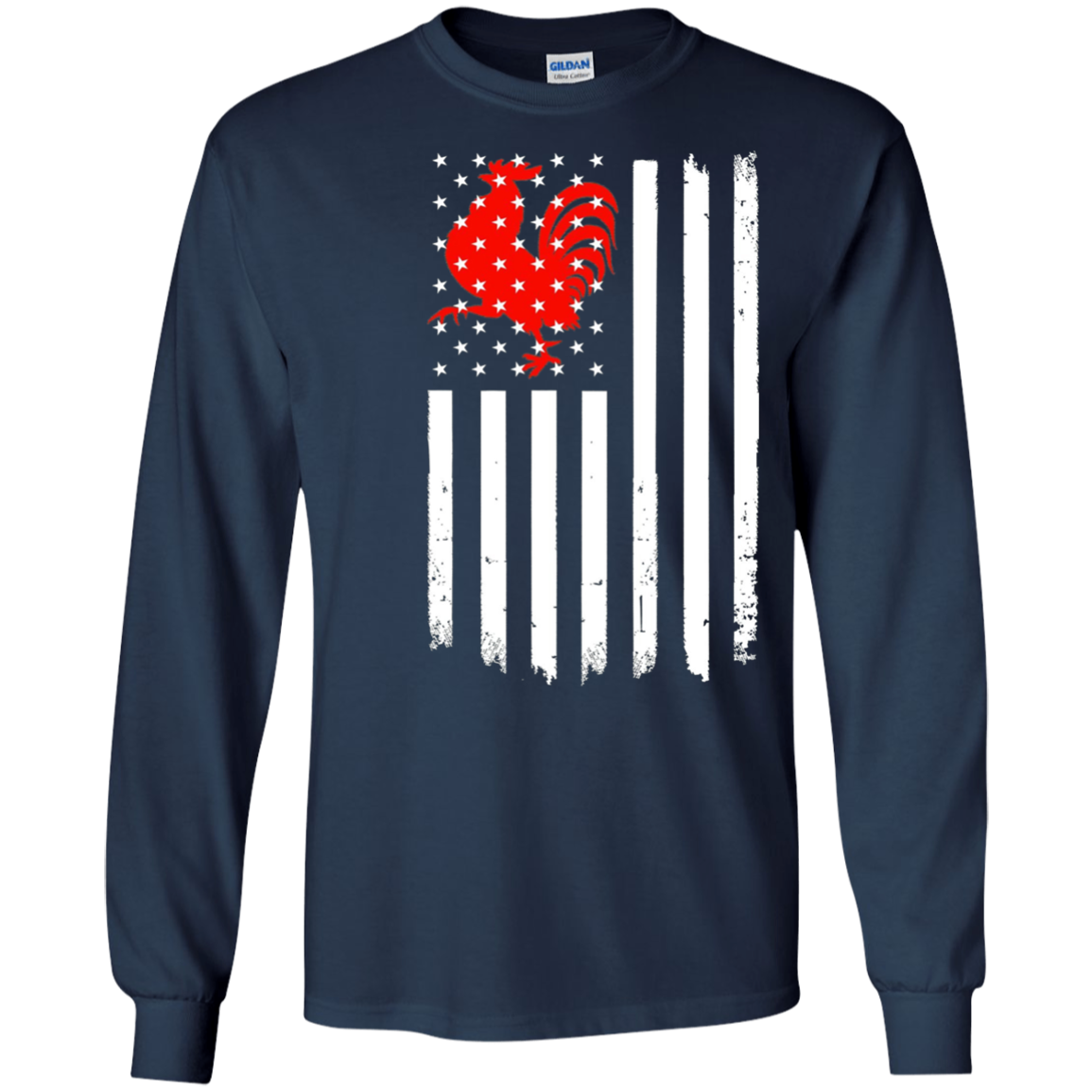 American US Flag Rooster Chicken T Shirt-Funny Patriotic Tee