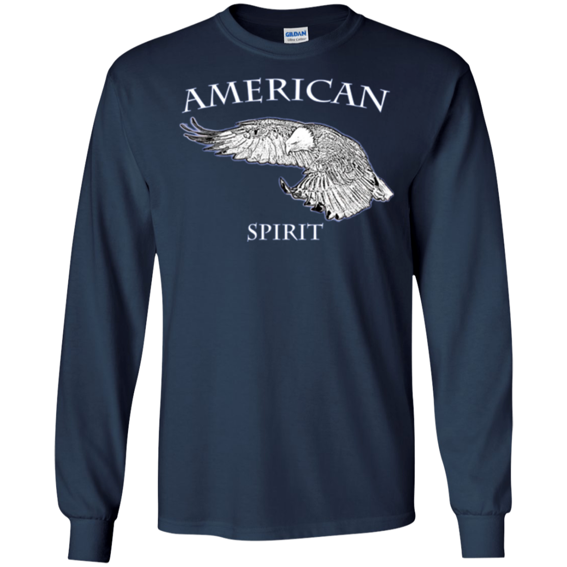 AMERICAN Spirit Bald Eagle Long Sleeve T-shirt B & W Art