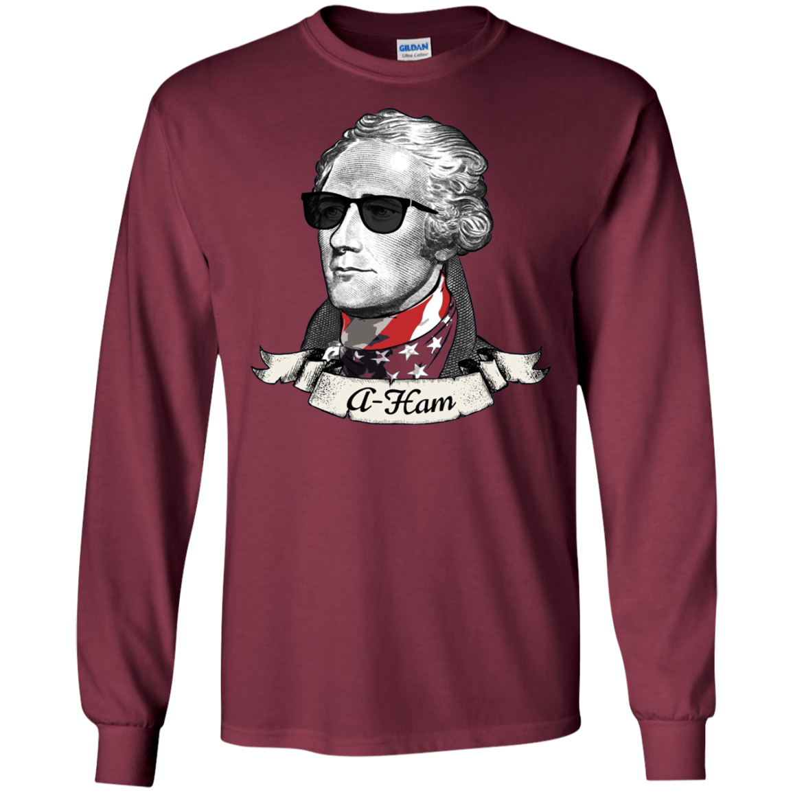 A-Ham Long Sleeve Patriotic Tee | Alexander Hamilton T-Shirt