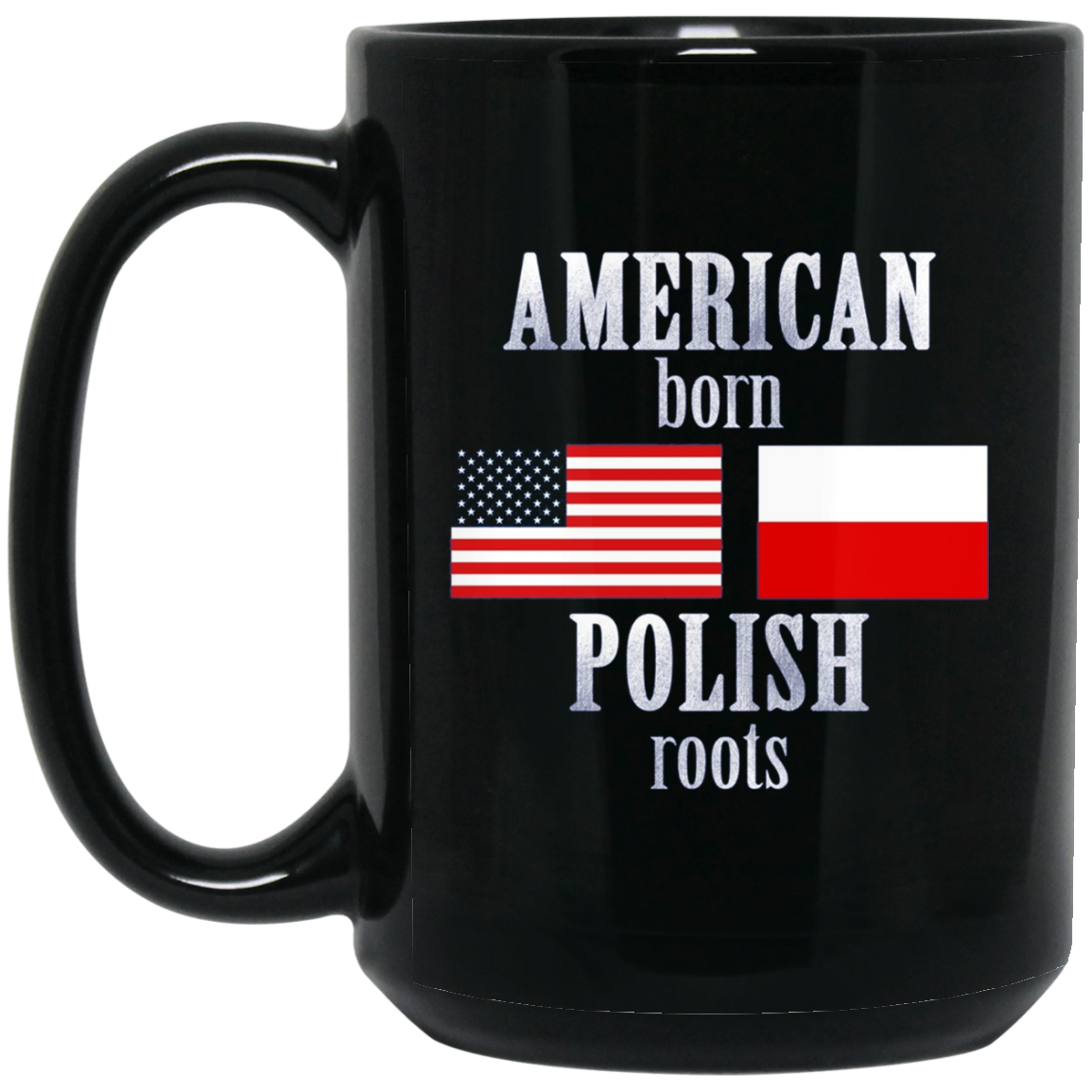 American Born Polish Roots LS T-Shirt Poland USA Flag