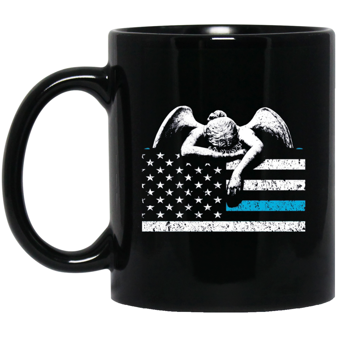 Angel Weeping Thin Blue Line Flag to Honor the Fallen