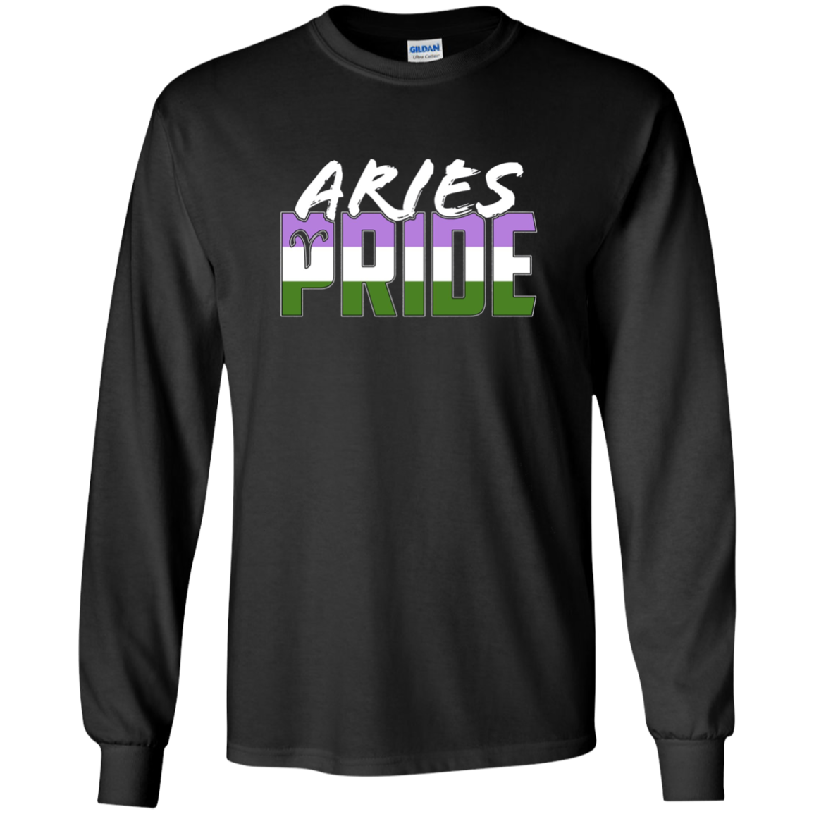 Aries Genderqueer Pride Flag Zodiac Sign Long Sleeve T-Shirt
