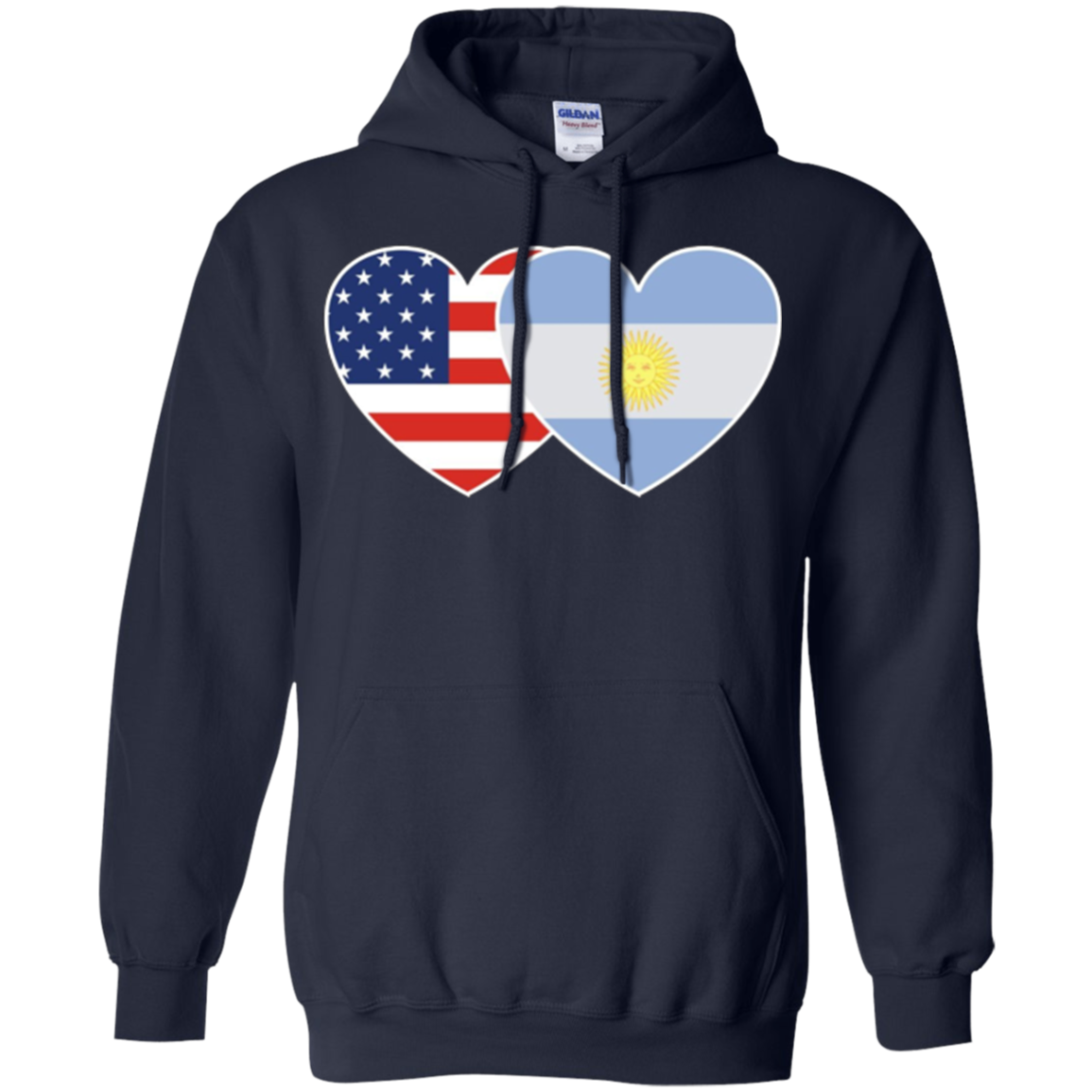 ARGENTINA USA Flag Twin Heart TShirt for Argentine Americans