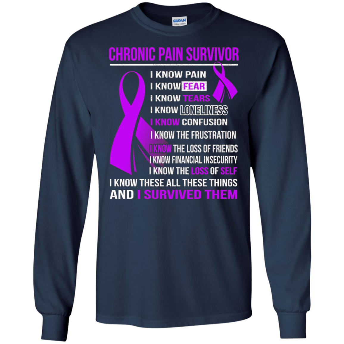 CHRONIC PAIN Survivor i know pain, tears t-shirt
