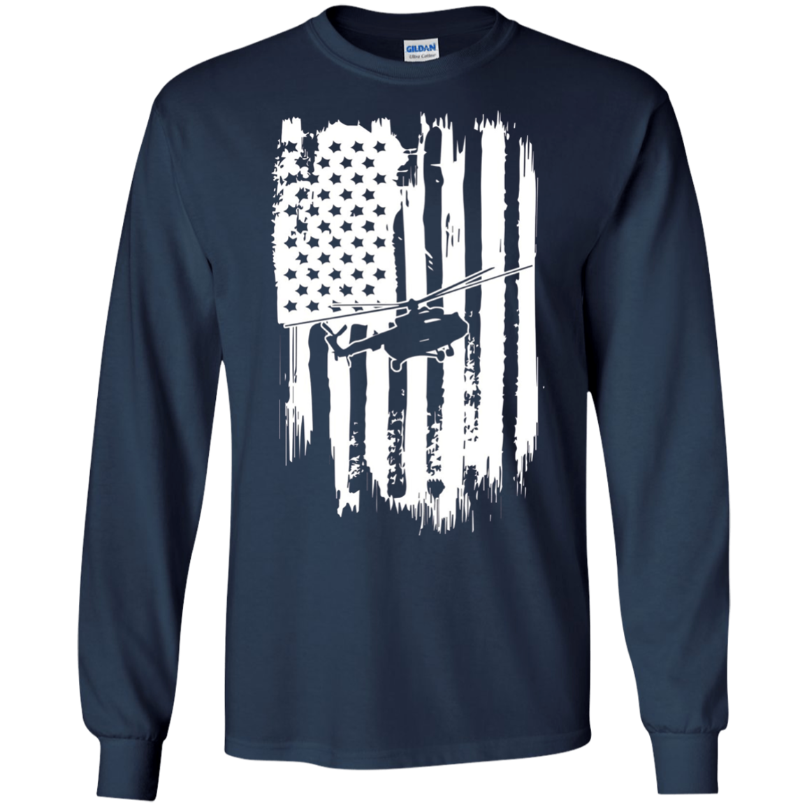 American Flag T-Shirt For Helicopter Pilot Or Fan Patriotic