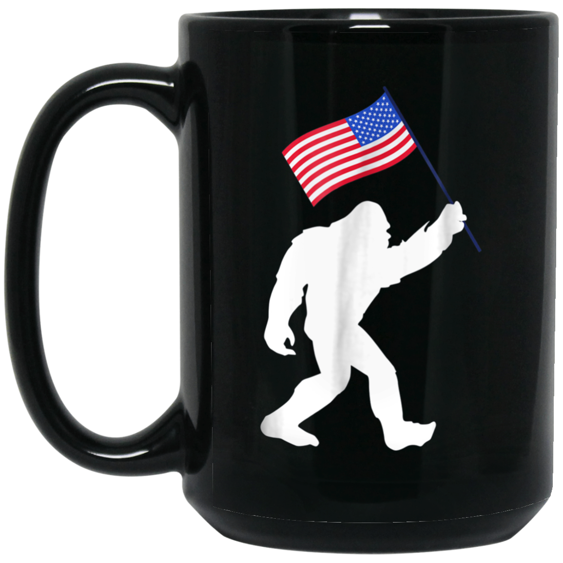 Bigfoot With American Flag Funny 4th Of July T-Shirt