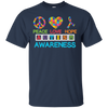 Image of Autism Awareness Peace Love Hope Puzzle Ribbon T-shirt