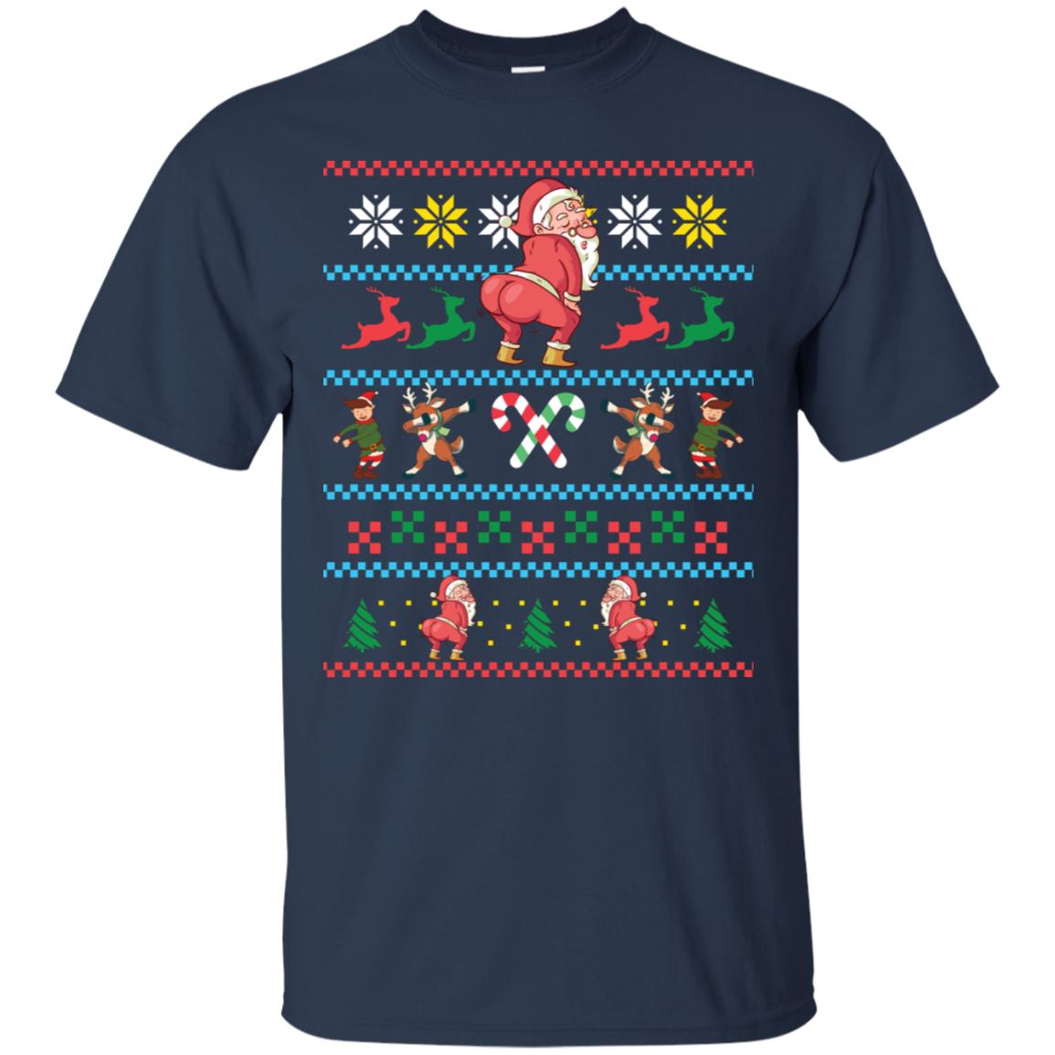 Santa Twerking T-Shirt Funny Elf Floss Dab Ugly Sweater