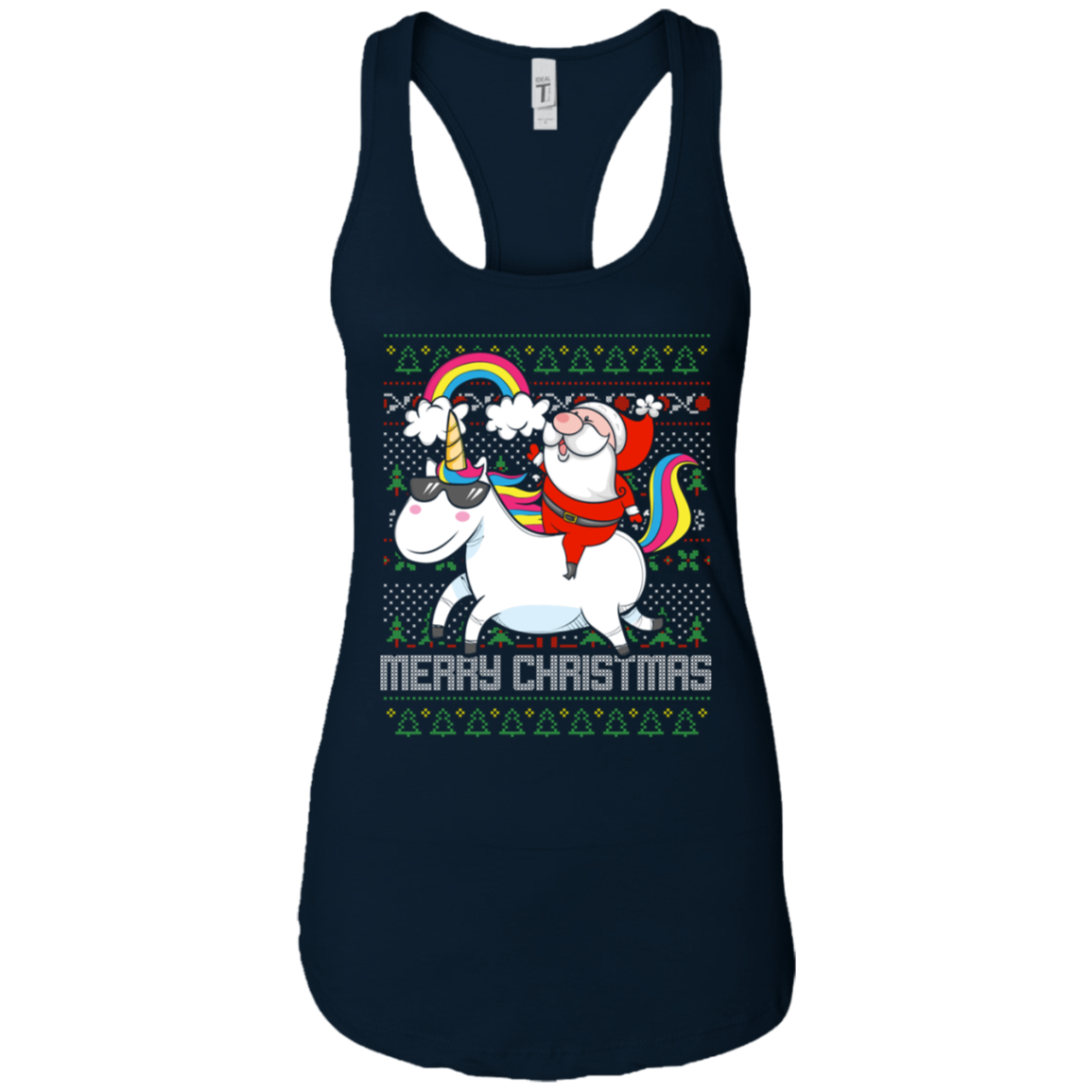 Santa Riding Unicorn Merry Xmas Gift Tshirt