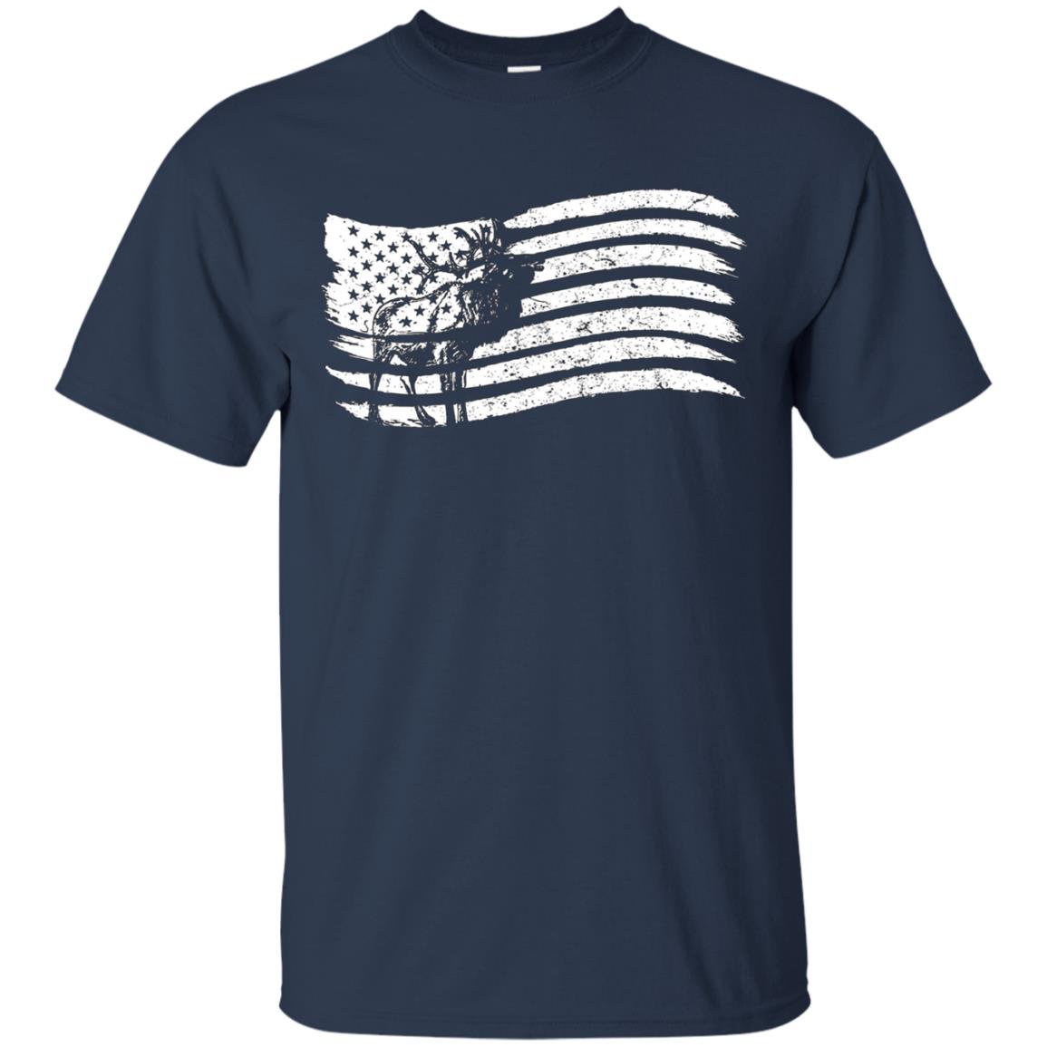American Flag T-Shirt With Elk Vintage Look