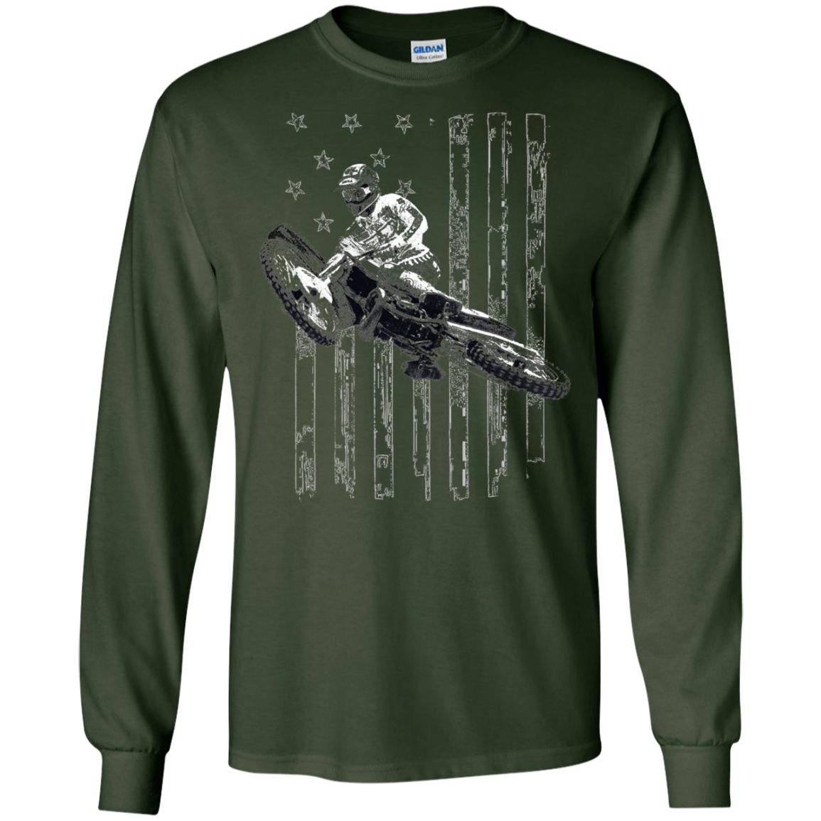 American Flag Motocross Dirt Bike Graphic T-shirt