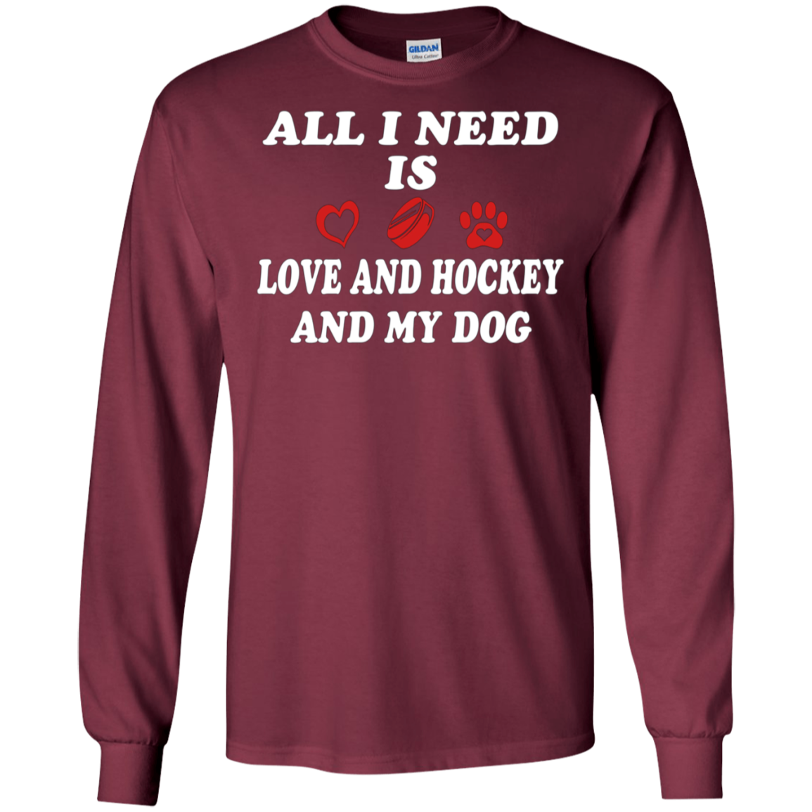 all i need is love and hockey and my dog t-shirt