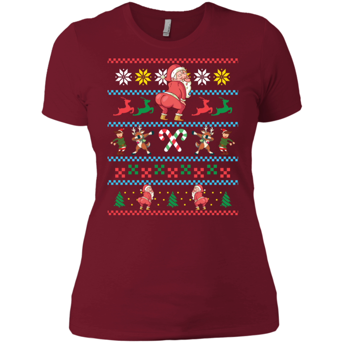 Santa Twerking T-Shirt Funny Elf Floss Dab Ugly Sweater
