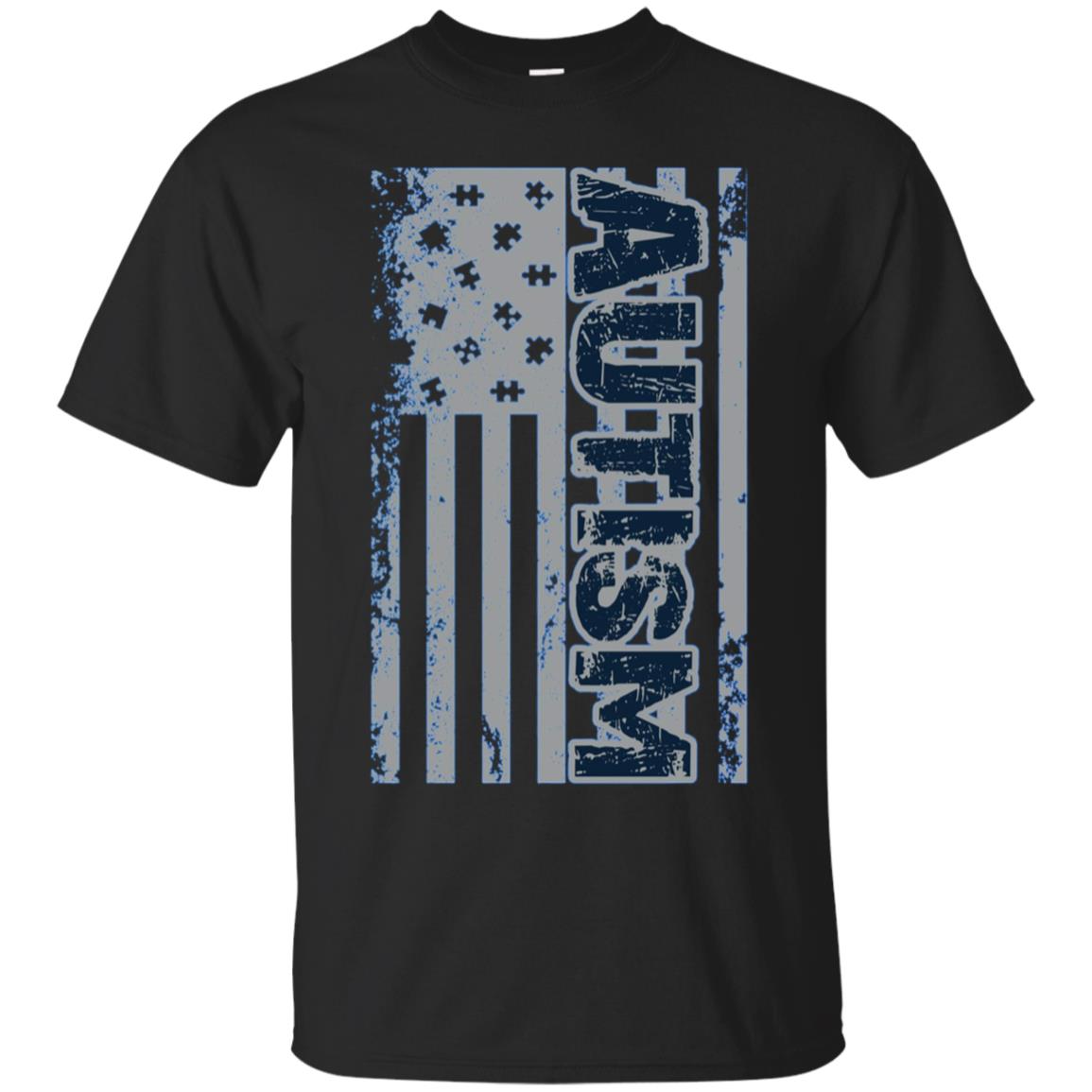 Autism Awareness T-Shirt - American Flag Puzzle Piece Shirt
