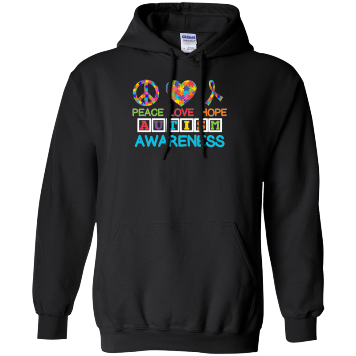 Autism Awareness Peace Love Hope Puzzle Ribbon T-shirt