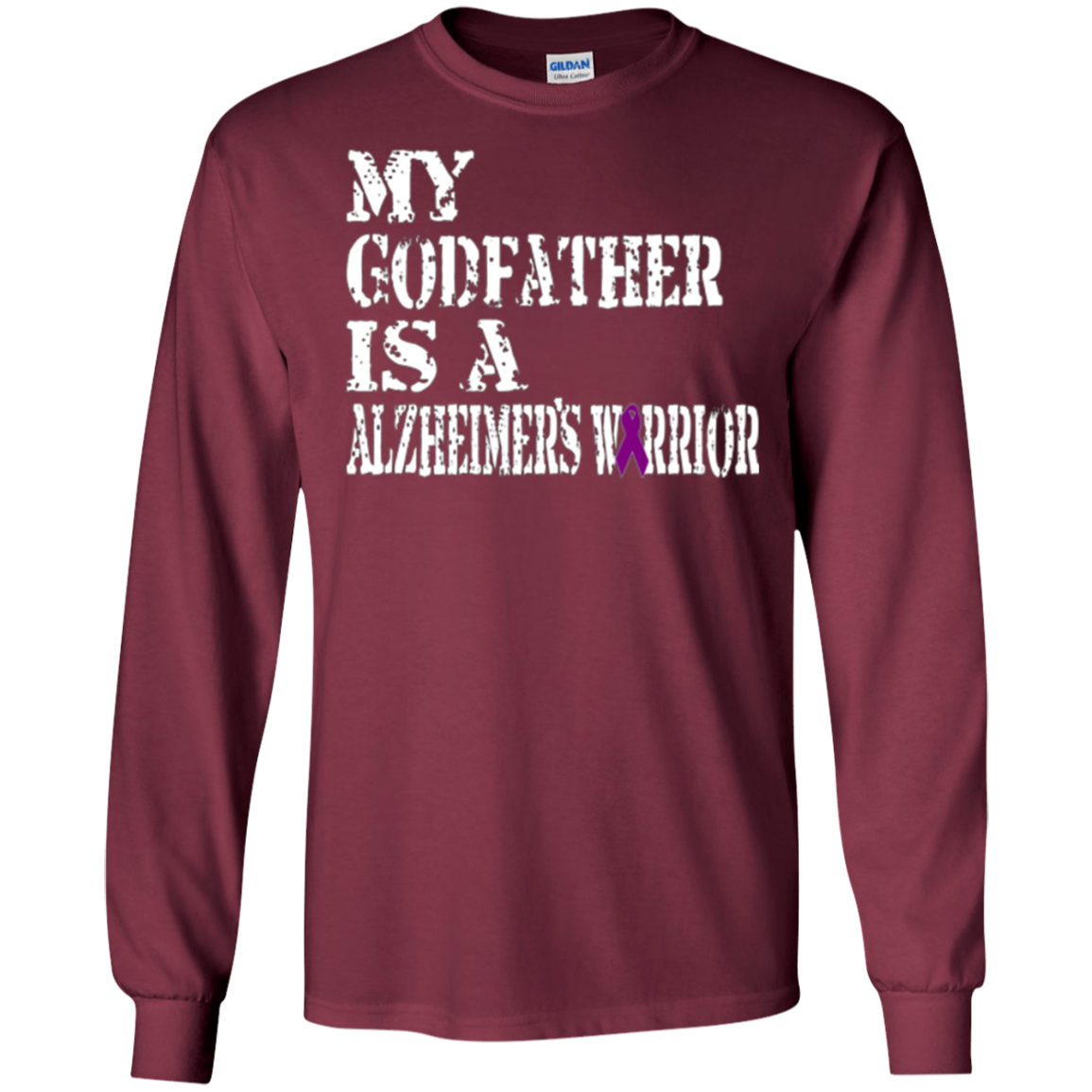 Alzheimer's Awareness Shirt For Godfathers Purple Ribbon Tee