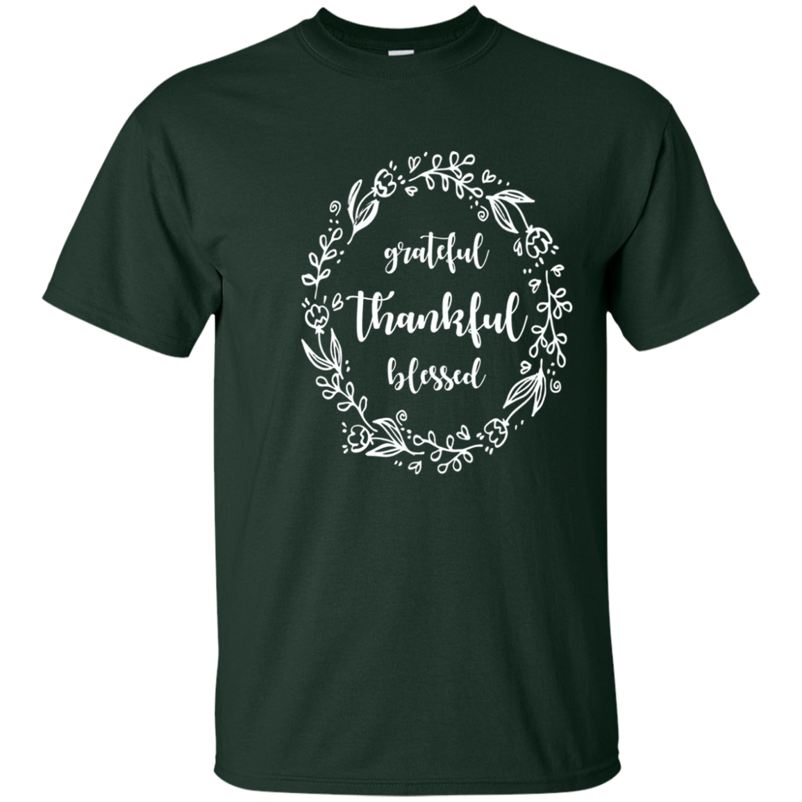 "Grateful Thankful Blessed " Floral Thanksgiving Fall Tee