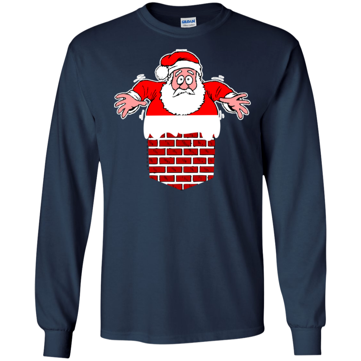 Santa Stuck In Chimney Christmas Pocket T Shirt Gift