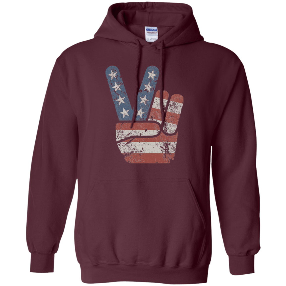 4th of July Vintage American Flag Big Peace Sign T-Shirt