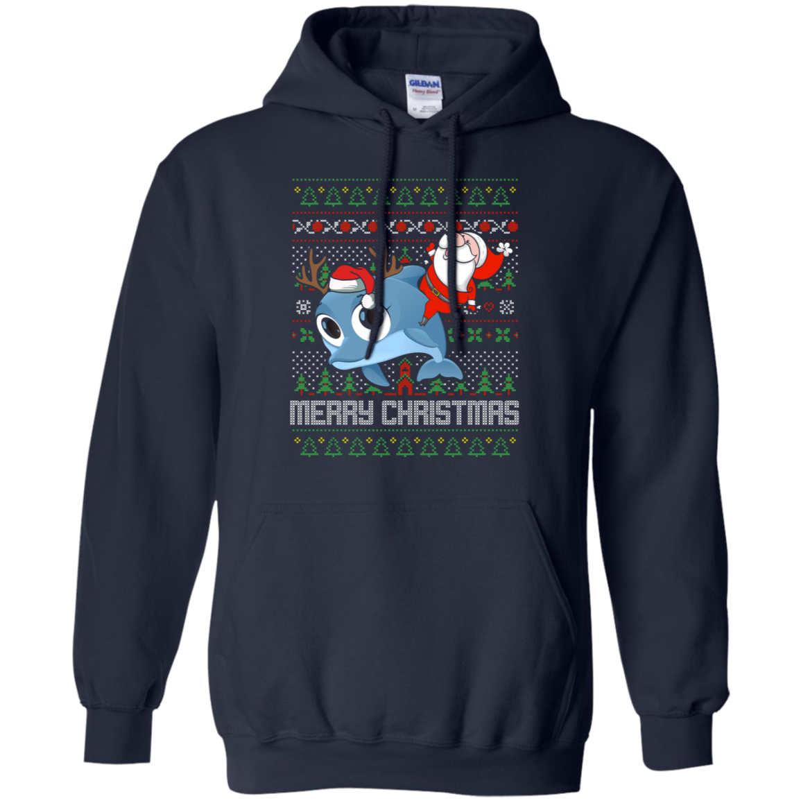 Santa Riding Dolphin Merry Xmas Gift Tshirt