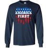 Image of America First USA T Shirt with the American Flag