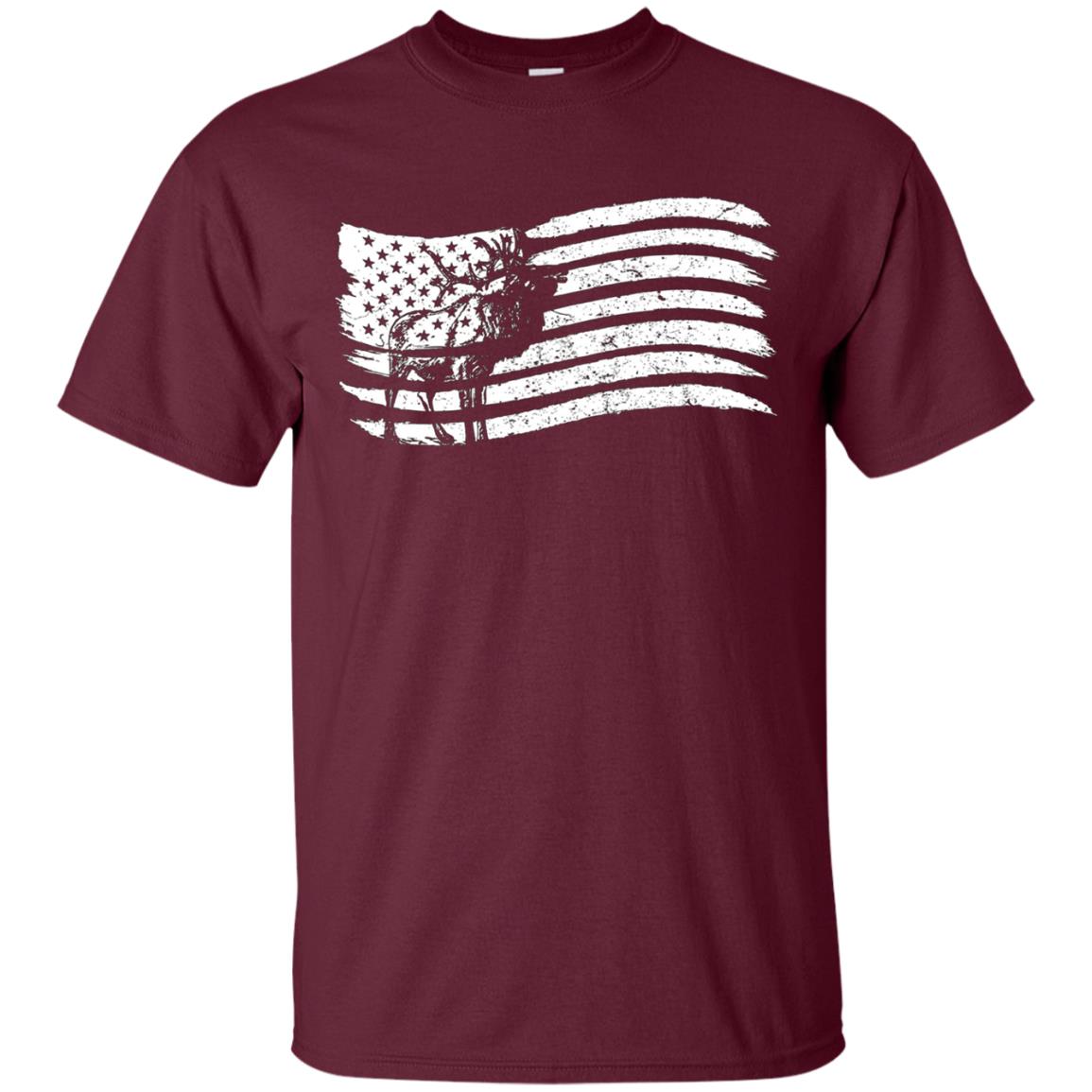 American Flag T-Shirt With Elk Vintage Look