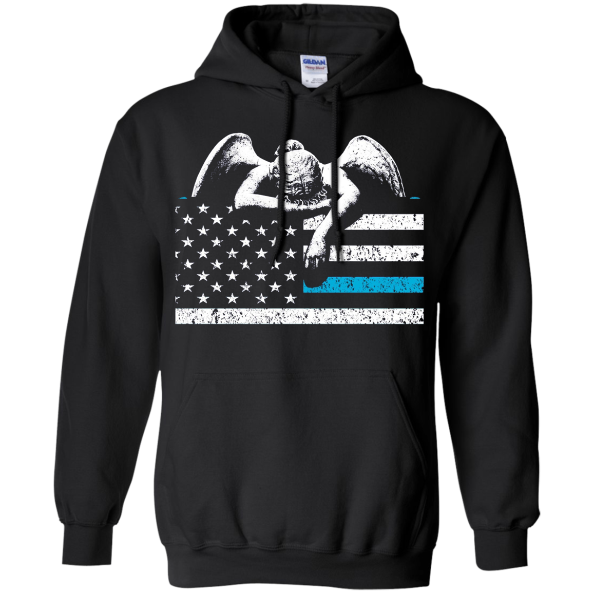 Angel Weeping Thin Blue Line Flag to Honor the Fallen