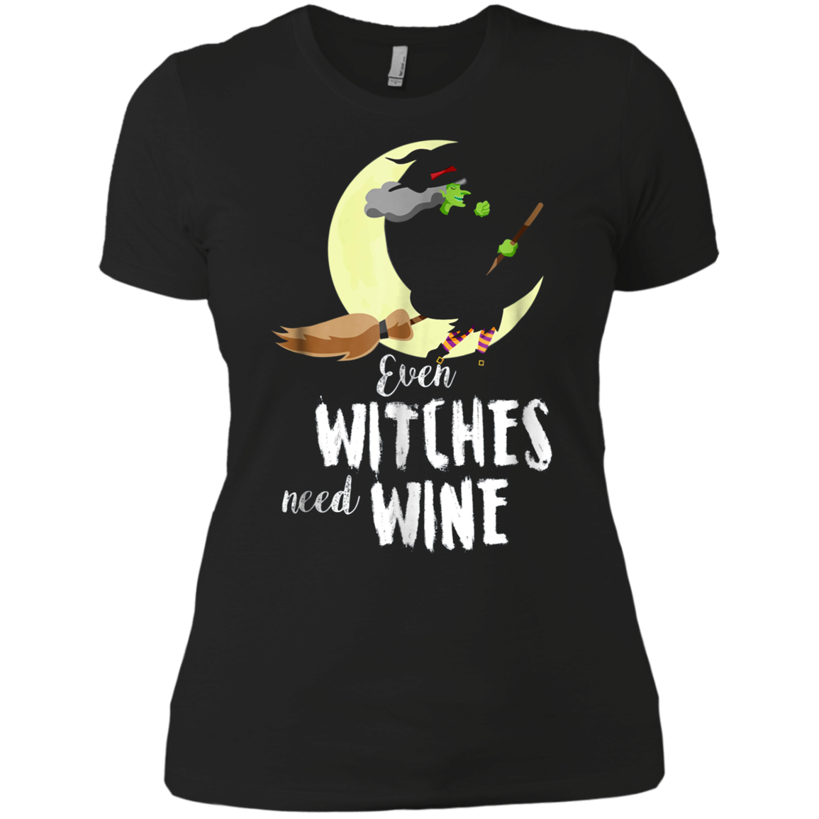 Funny Halloween T Shirt Even Witches Need Wine Shirt