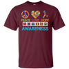 Image of Autism Awareness Peace Love Hope Puzzle Ribbon T-shirt