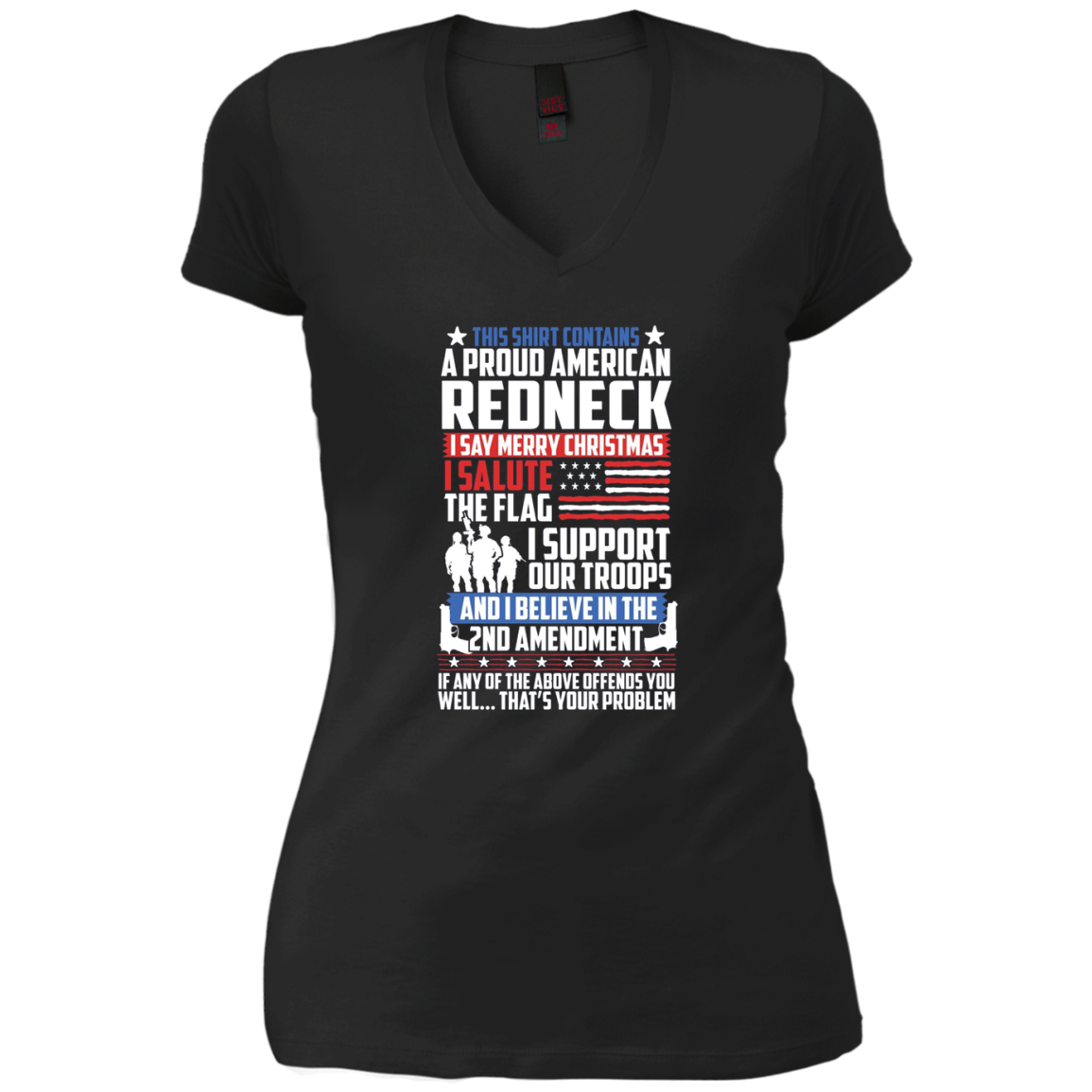 A Proud American Redneck Support Guns Troops Flag T Shirt