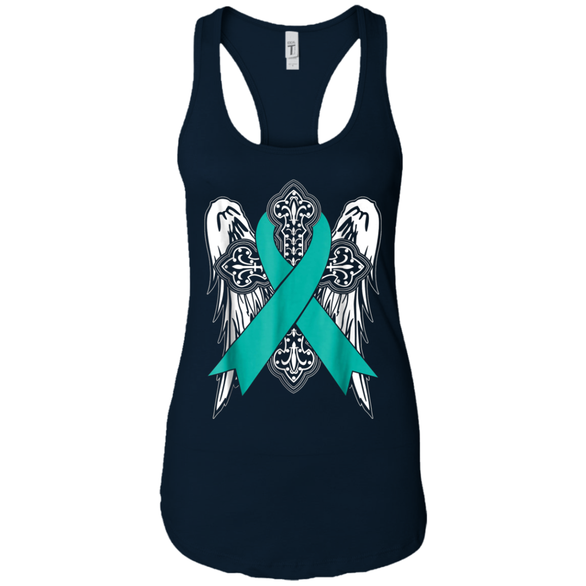 angel teal ribbon t shirt support ovarian cancer awareness